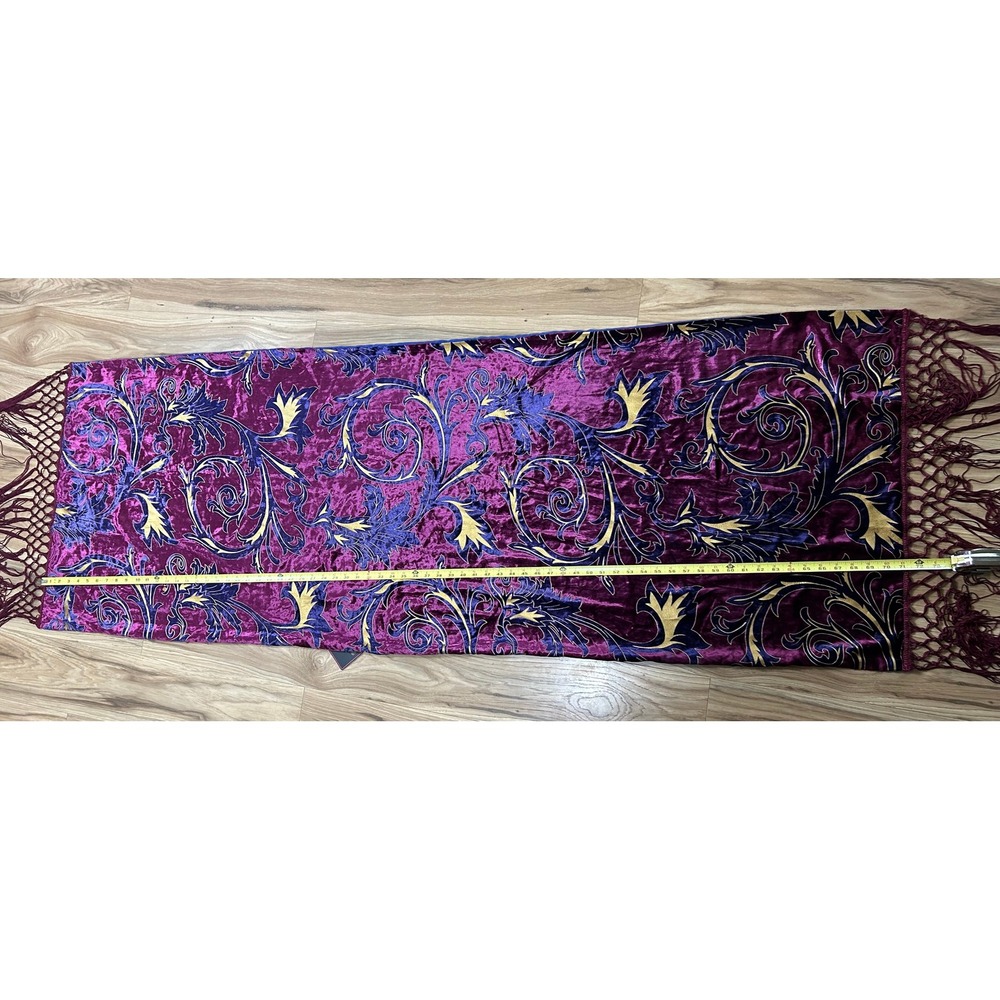 Rara Avis Velvet Piano Shawl Wrap Merllo Baroque Scroll Fringe Iris Apfel NEW - Picture 13 of 16